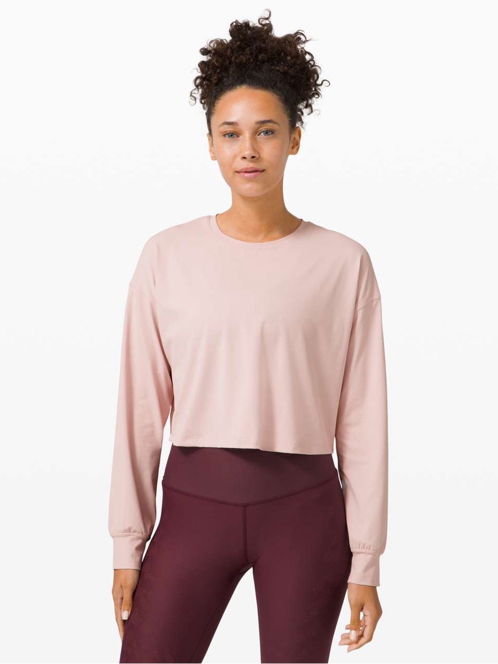 Lululemon Muscle Love Long Sleeve Cropped Top Misty Pink Large